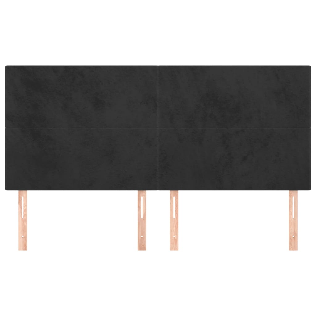 4 db fekete bársony fejtámla 90x5x78/88 cm