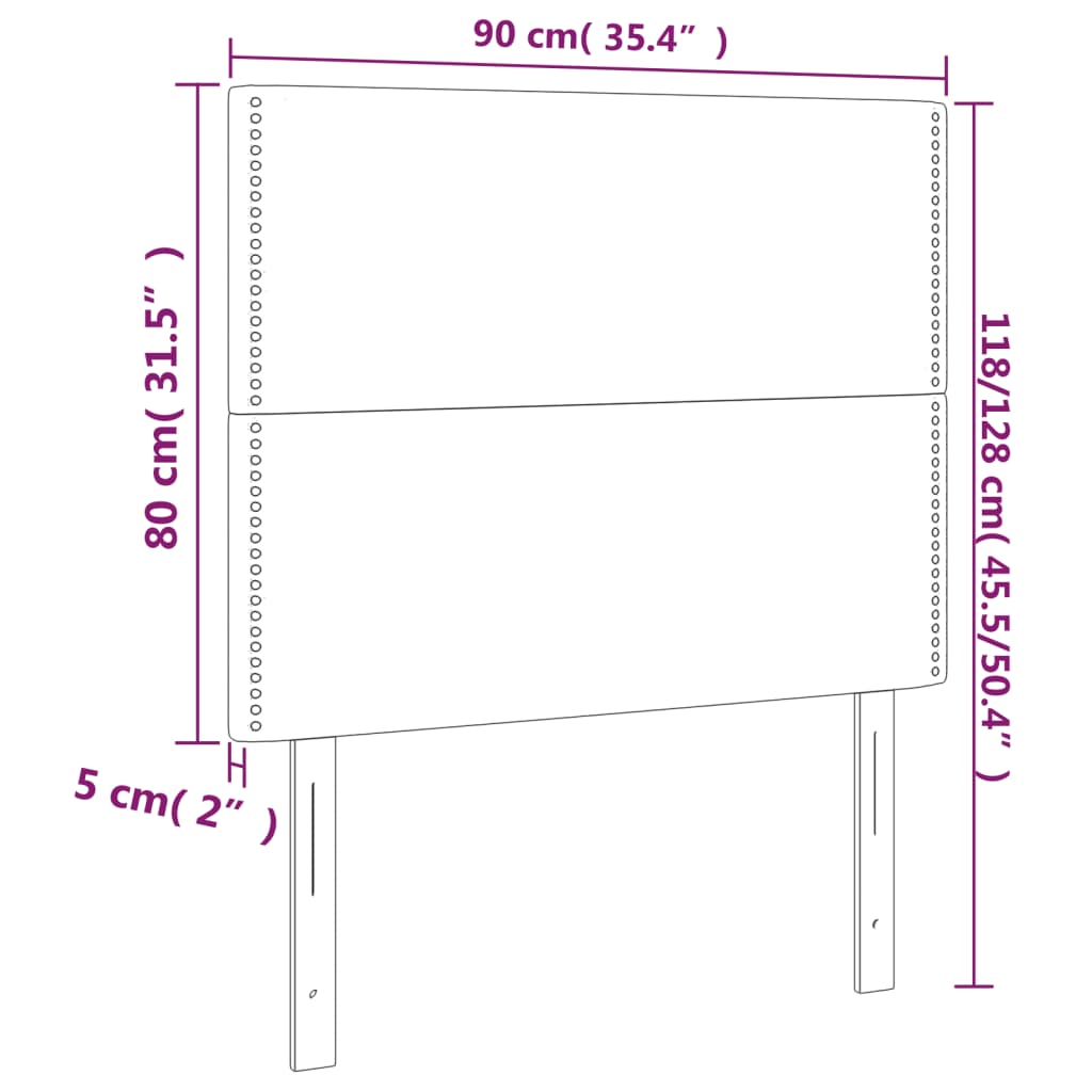 2 db sötétszürke szövet fejtámla 90x5x78/88 cm