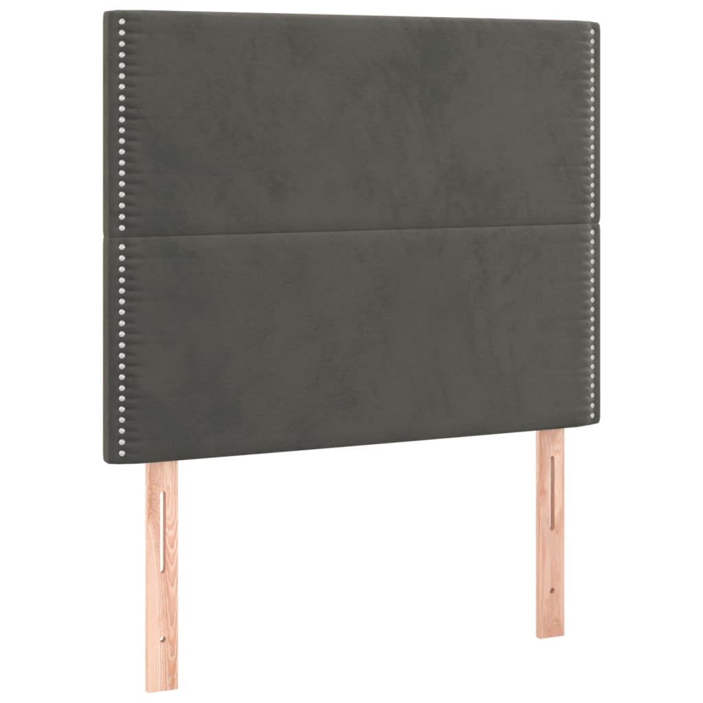 2 db sötétszürke bársony fejtámla 100x5x78/88 cm