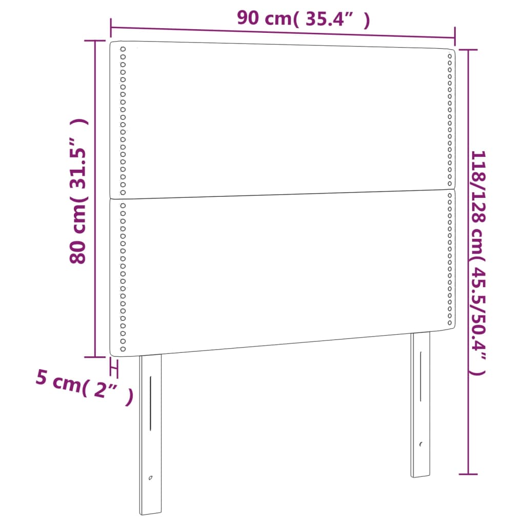 2 db fekete műbőr fejtámla 90x5x78/88 cm