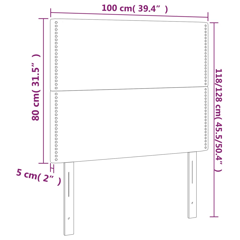 2 db fekete műbőr fejtámla 100x5x78/88 cm