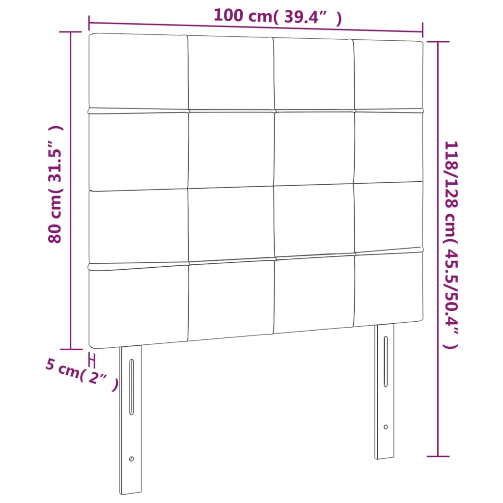 2 db fekete szövet fejtámla 100x5x78/88 cm