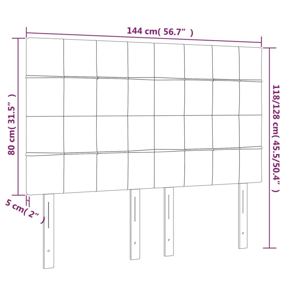 4 db fekete szövet fejtámla 72 x 5 x 78/88 cm
