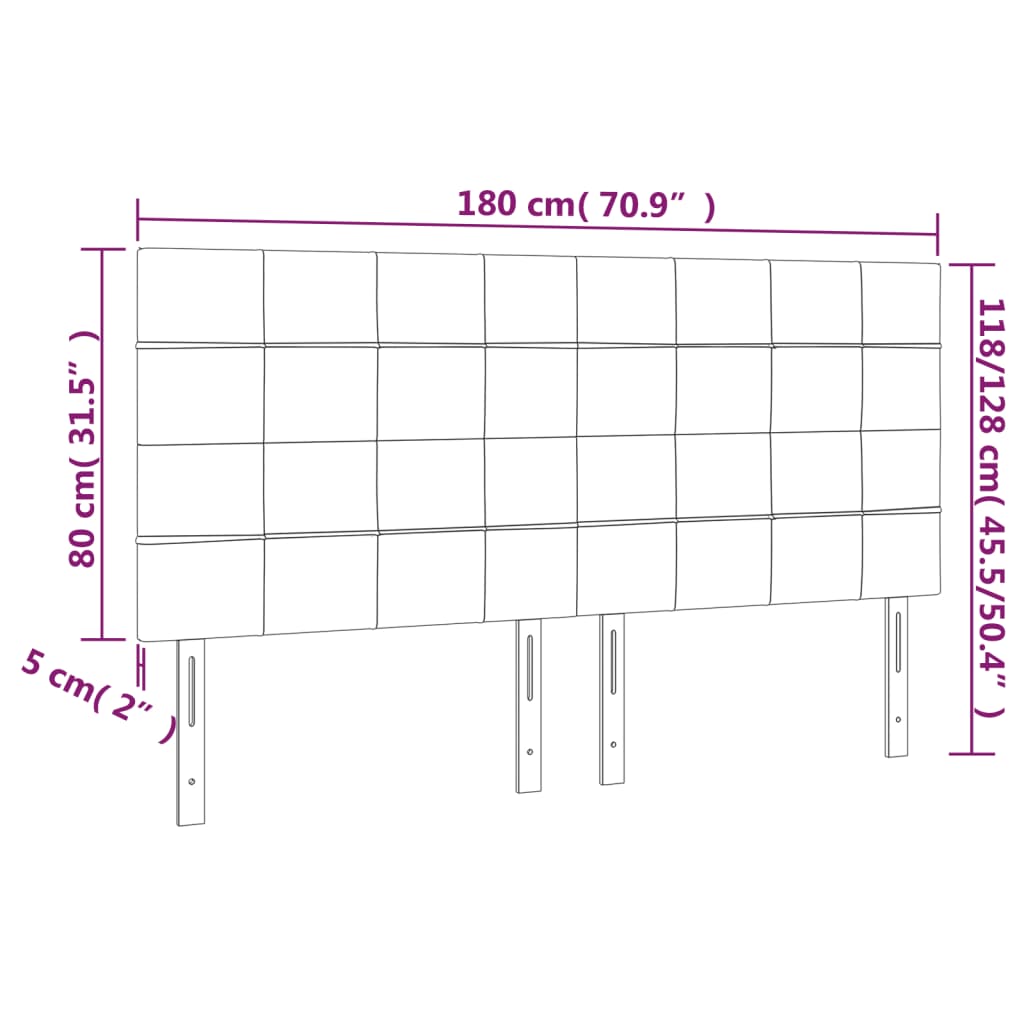 4 db sötétszürke szövet fejtámla 90x5x78/88 cm