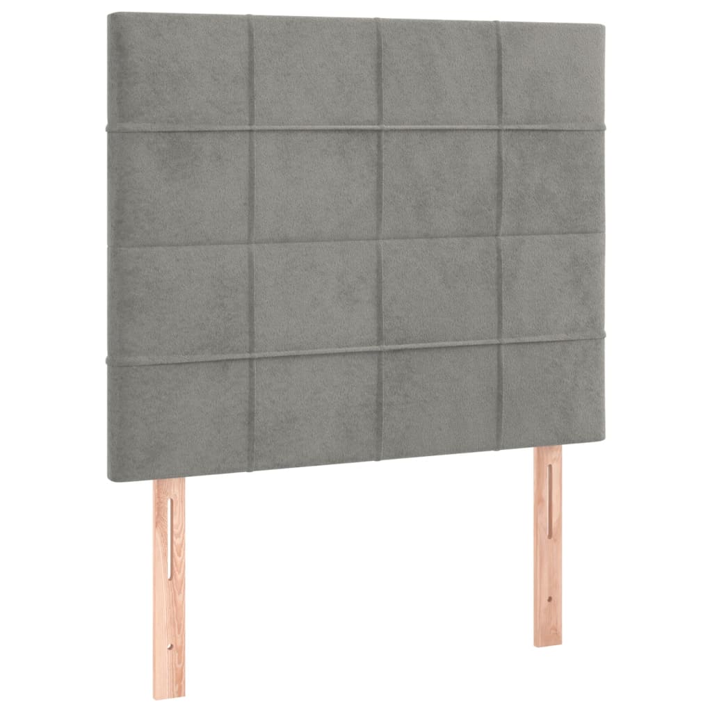 2 db világosszürke bársony fejtámla 80 x 5 x 78/88 cm