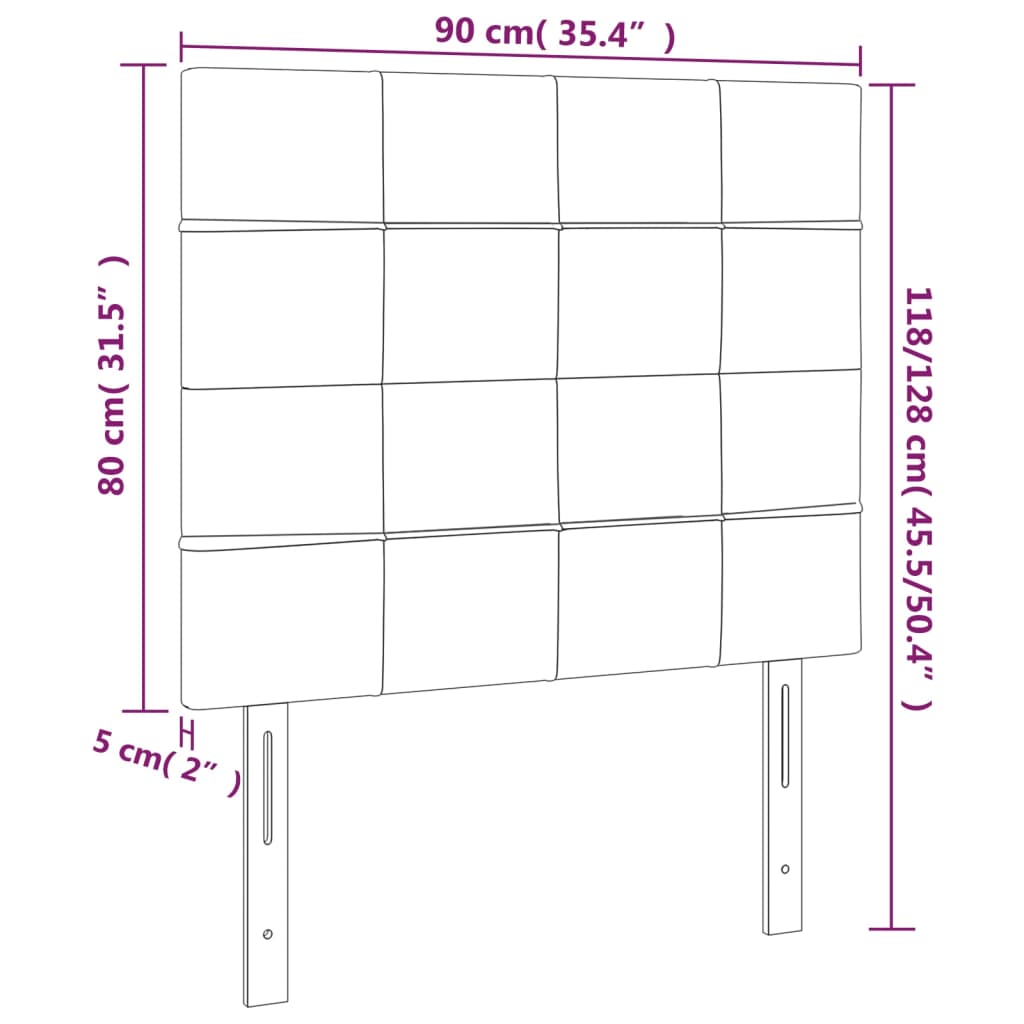 2 db világosszürke bársony fejtámla 90x5x78/88 cm