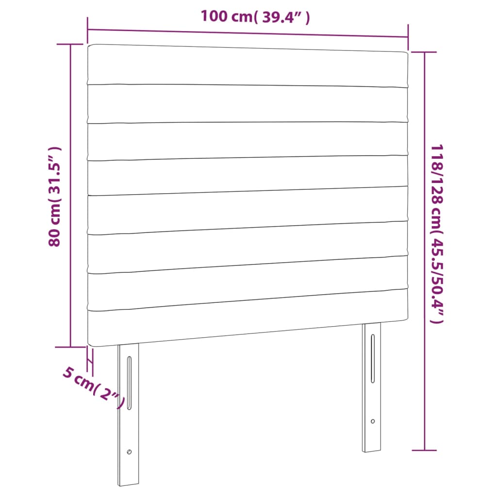 2 db sötétszürke bársony fejtámla 100x5x78/88 cm