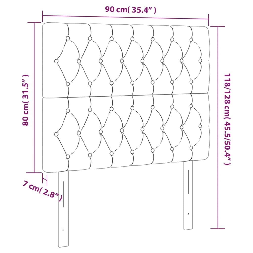 2 db sötétszürke szövet fejtámla 90x7x78/88 cm