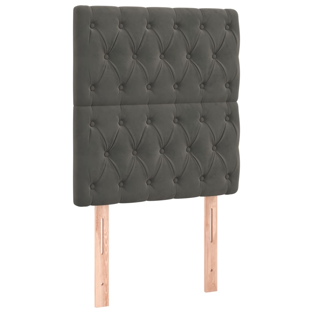 2 db sötétszürke bársony fejtámla 80x7x78/88 cm