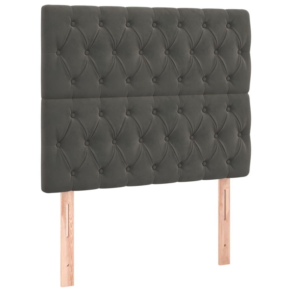 2 db sötétszürke bársony fejtámla 100x7x78/88 cm