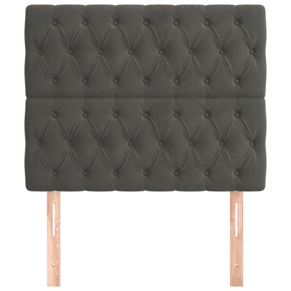 2 db sötétszürke bársony fejtámla 100x7x78/88 cm