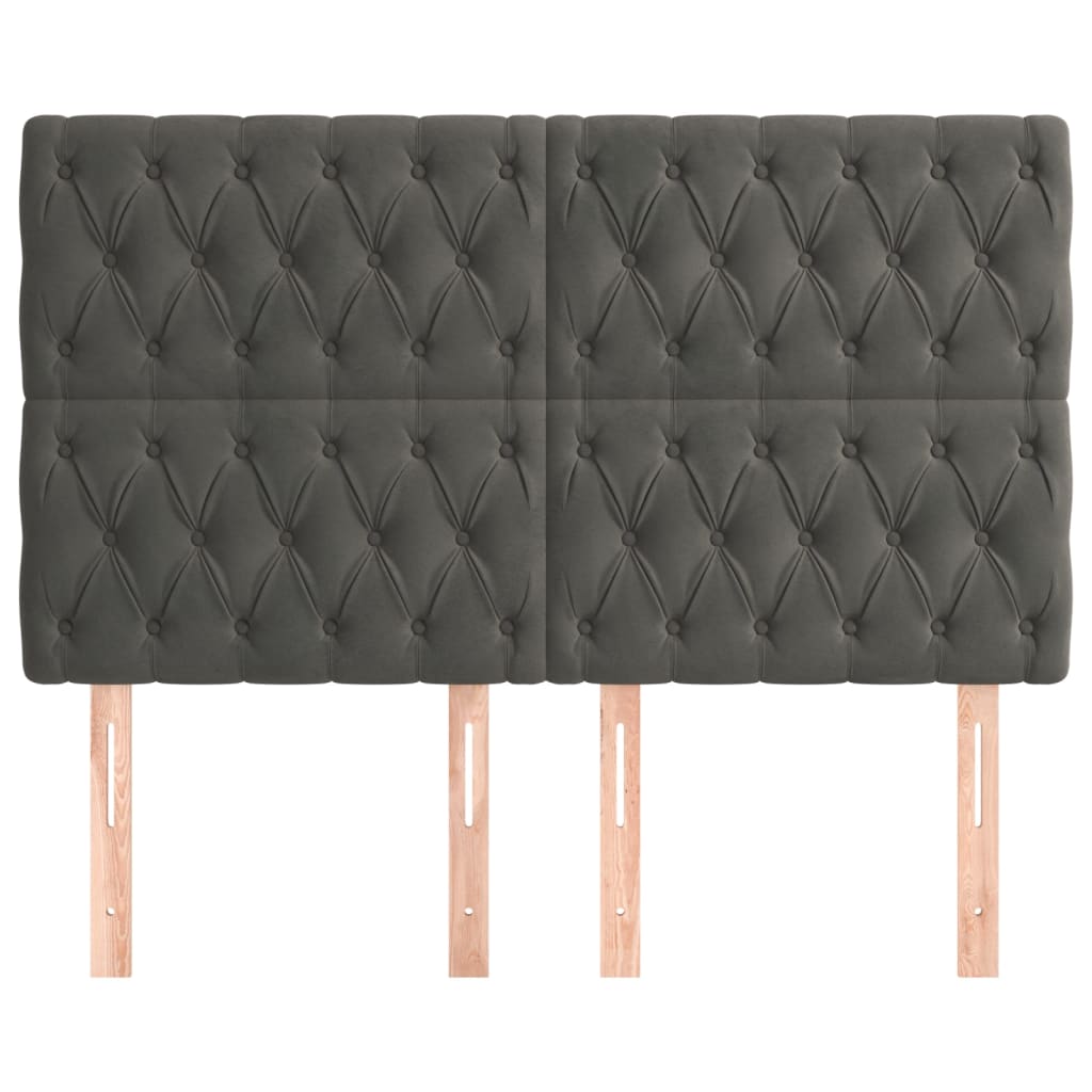 4 db sötétszürke bársony fejtámla 72 x 7 x 78/88 cm