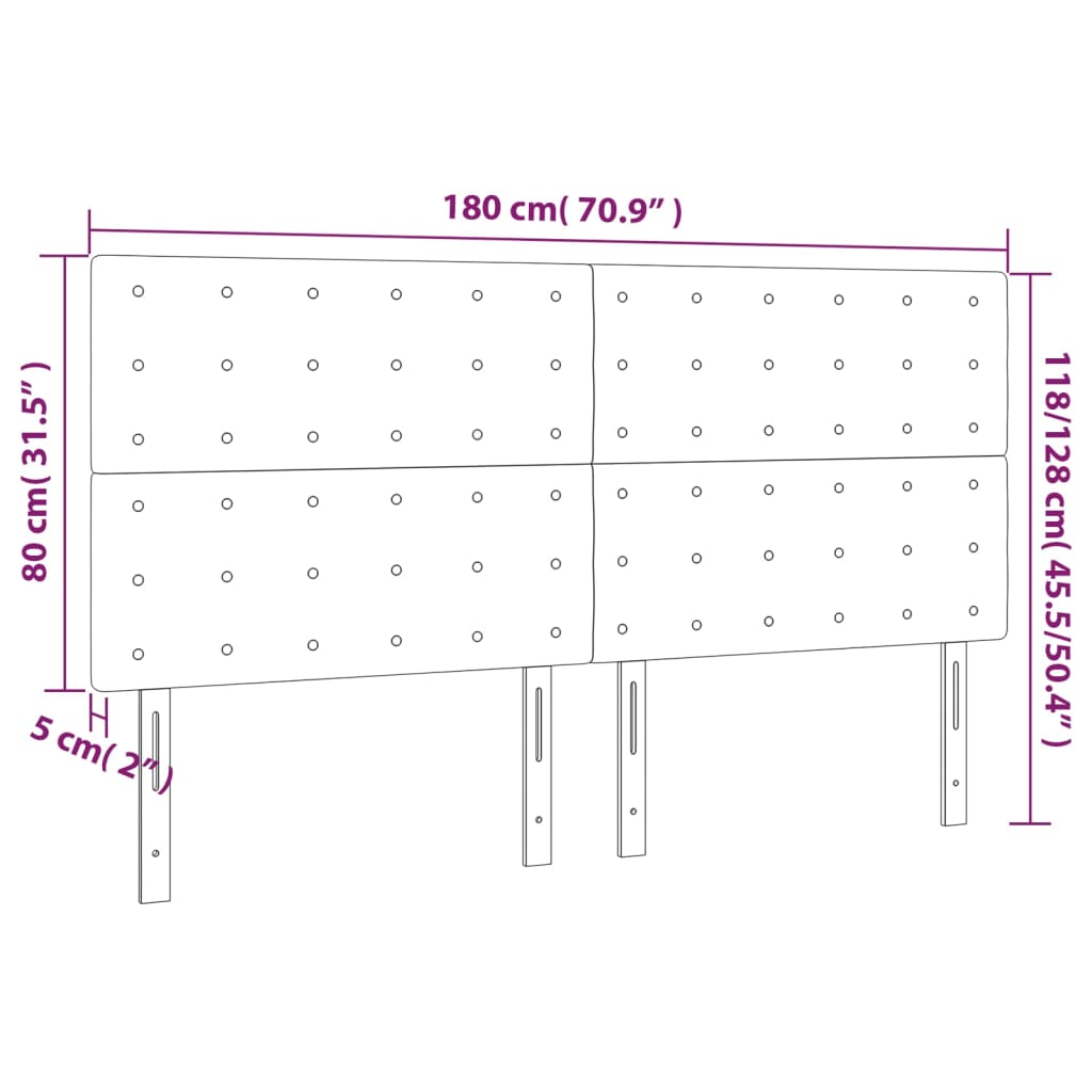 4 db sötétszürke szövet fejtámla 90x5x78/88 cm