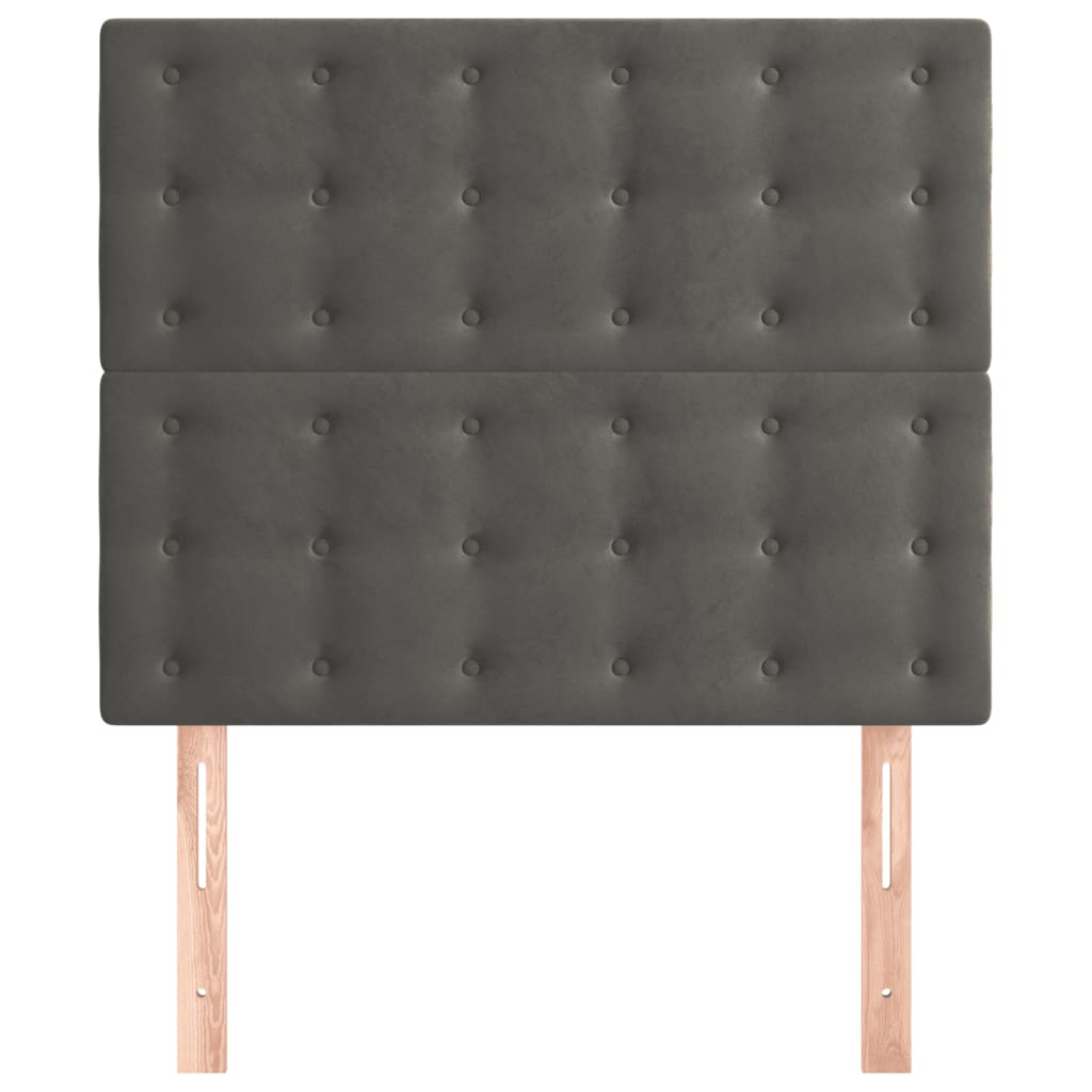 2 db sötétszürke bársony fejtámla 80 x 5 x 78/88 cm