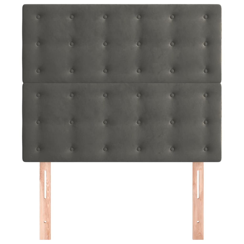 2 db sötétszürke bársony fejtámla 90x5x78/88 cm