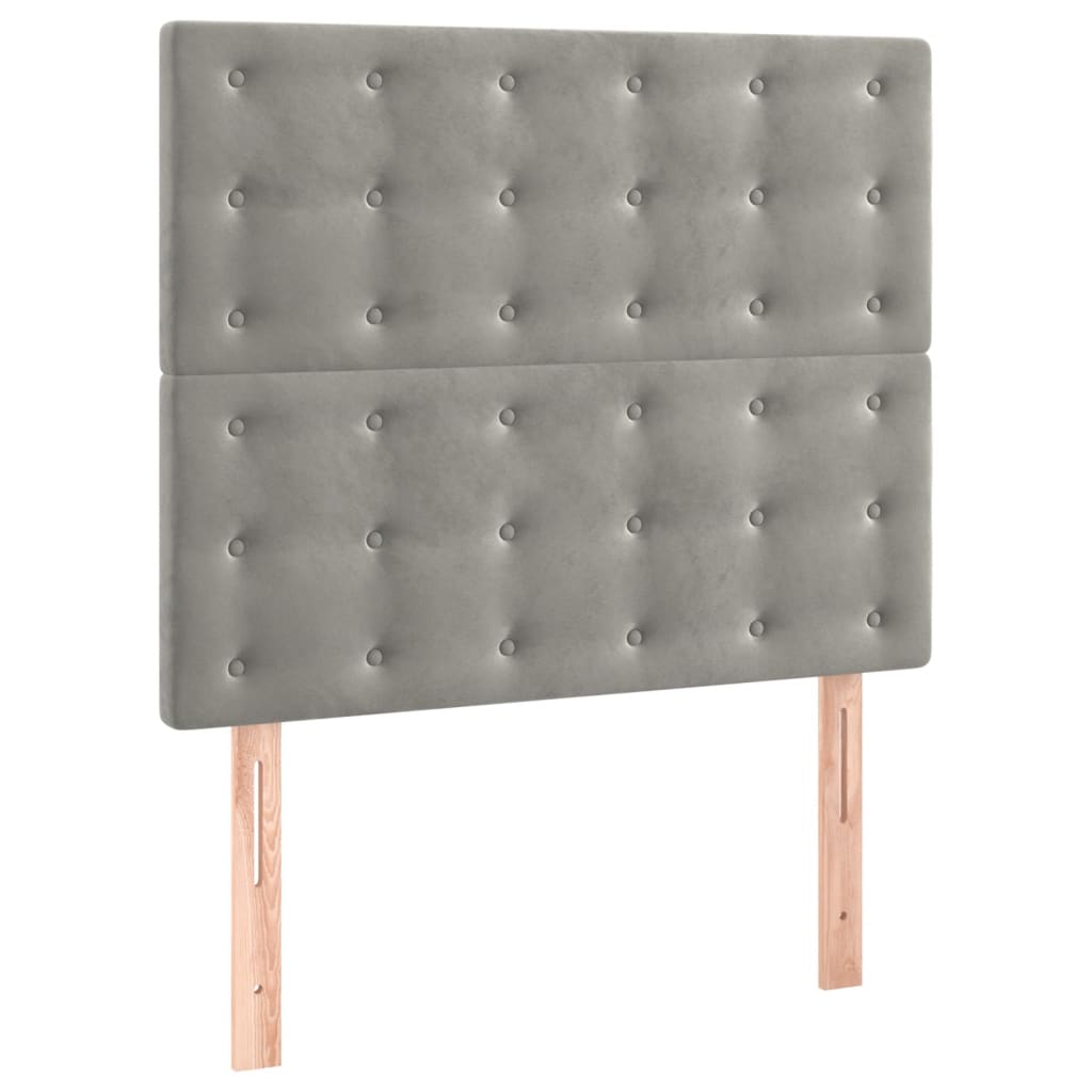 2 db világosszürke bársony fejtámla 100x5x78/88 cm
