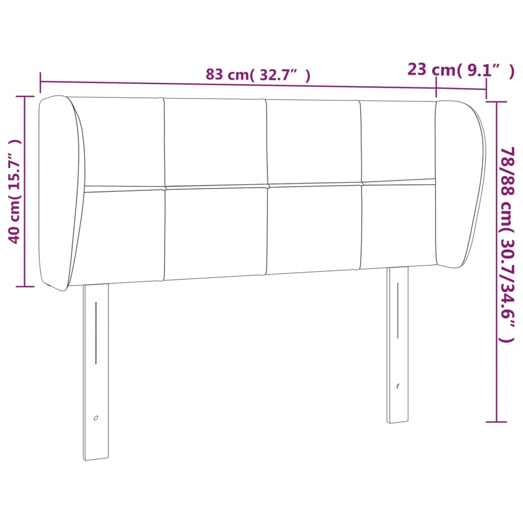 sötétszürke szövet fejtámla szárnyakkal 83x23x78/88 cm