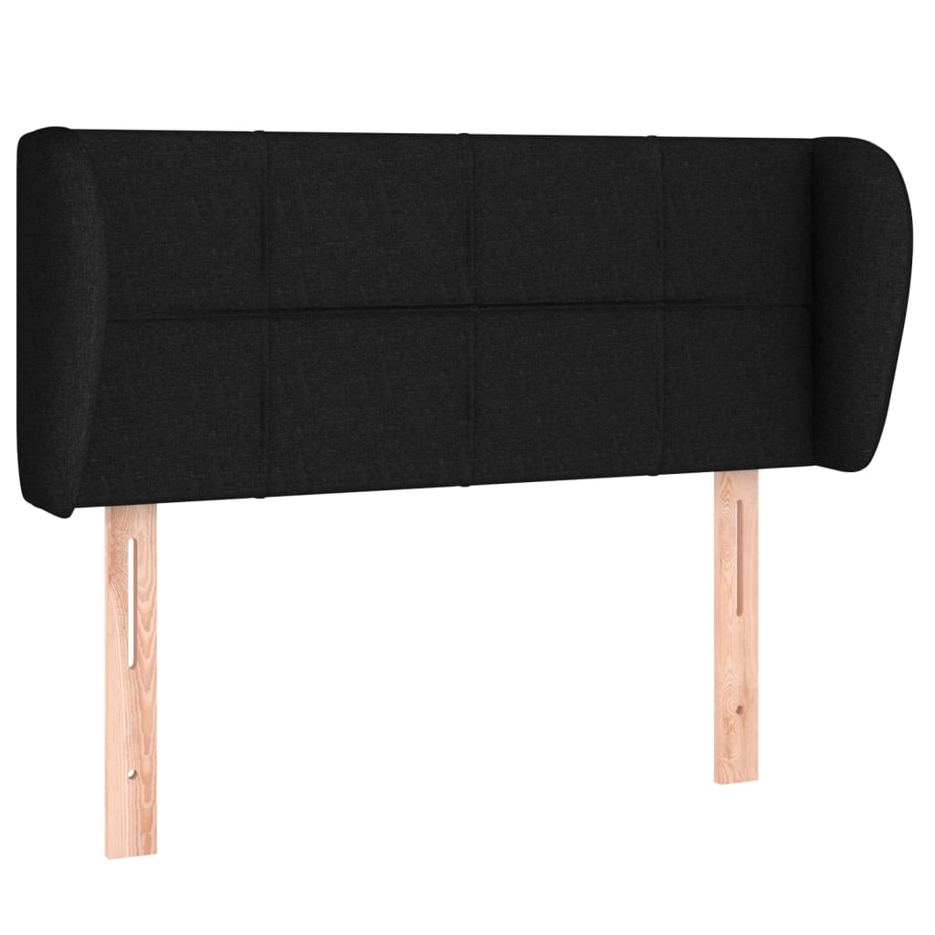 fekete szövet fejtámla szárnyakkal 93x23x78/88 cm