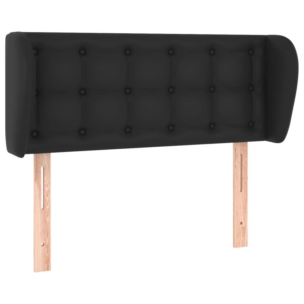 fekete műbőr szárnyas fejtámla 83x23x78/88 cm