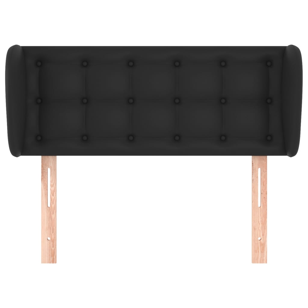 fekete műbőr szárnyas fejtámla 83x23x78/88 cm
