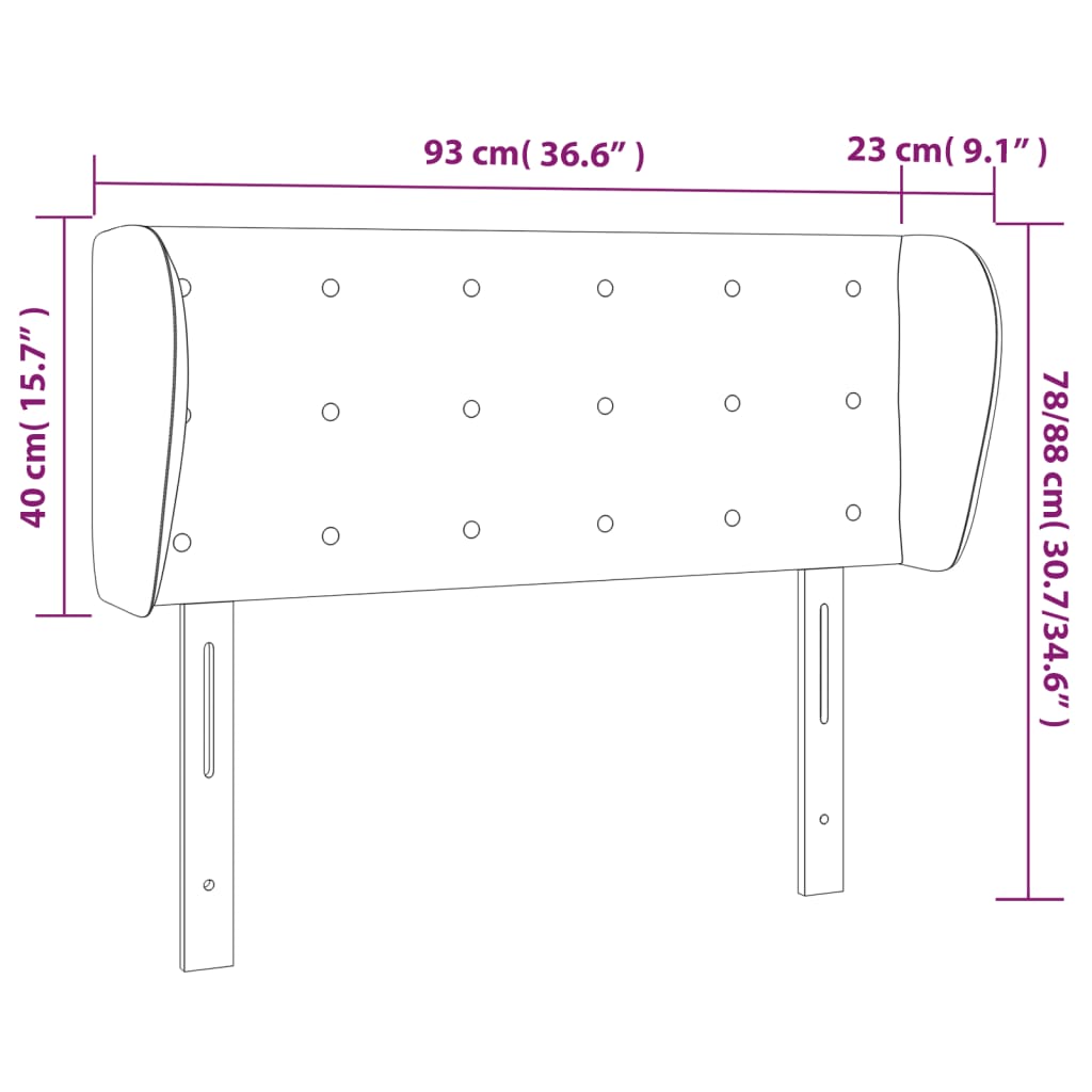 fekete műbőr szárnyas fejtámla 93x23x78/88 cm