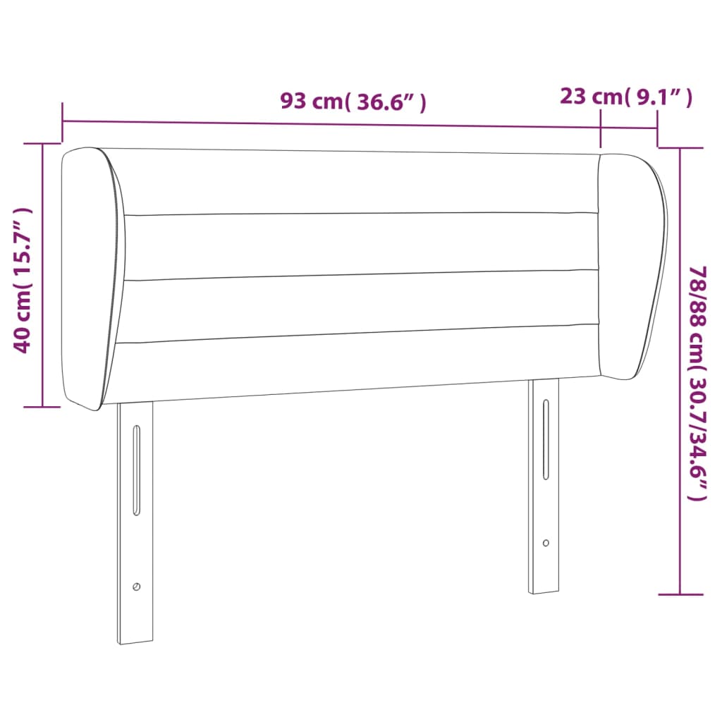 sötétszürke szövet fejtámla szárnyakkal 93x23x78/88 cm