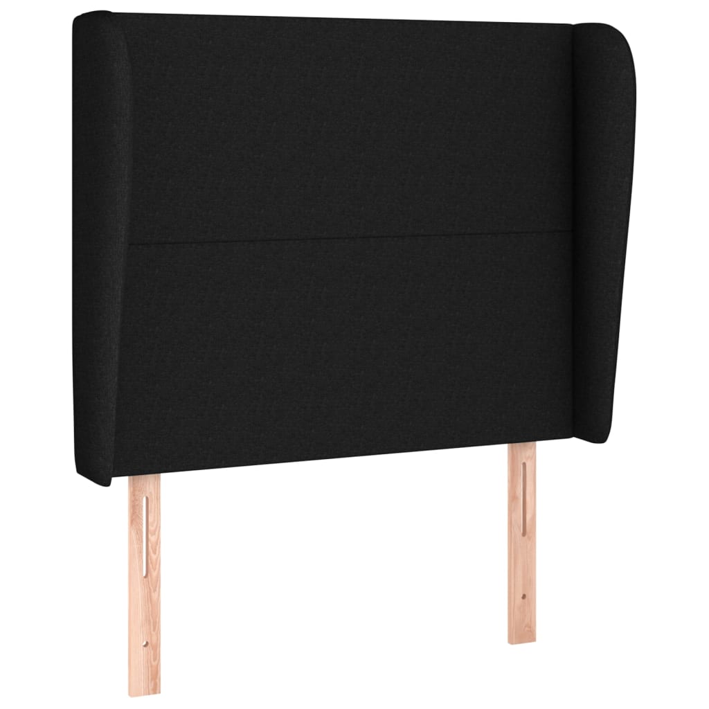 fekete szövet fejtámla szárnyakkal 93 x 23 x 118/128 cm