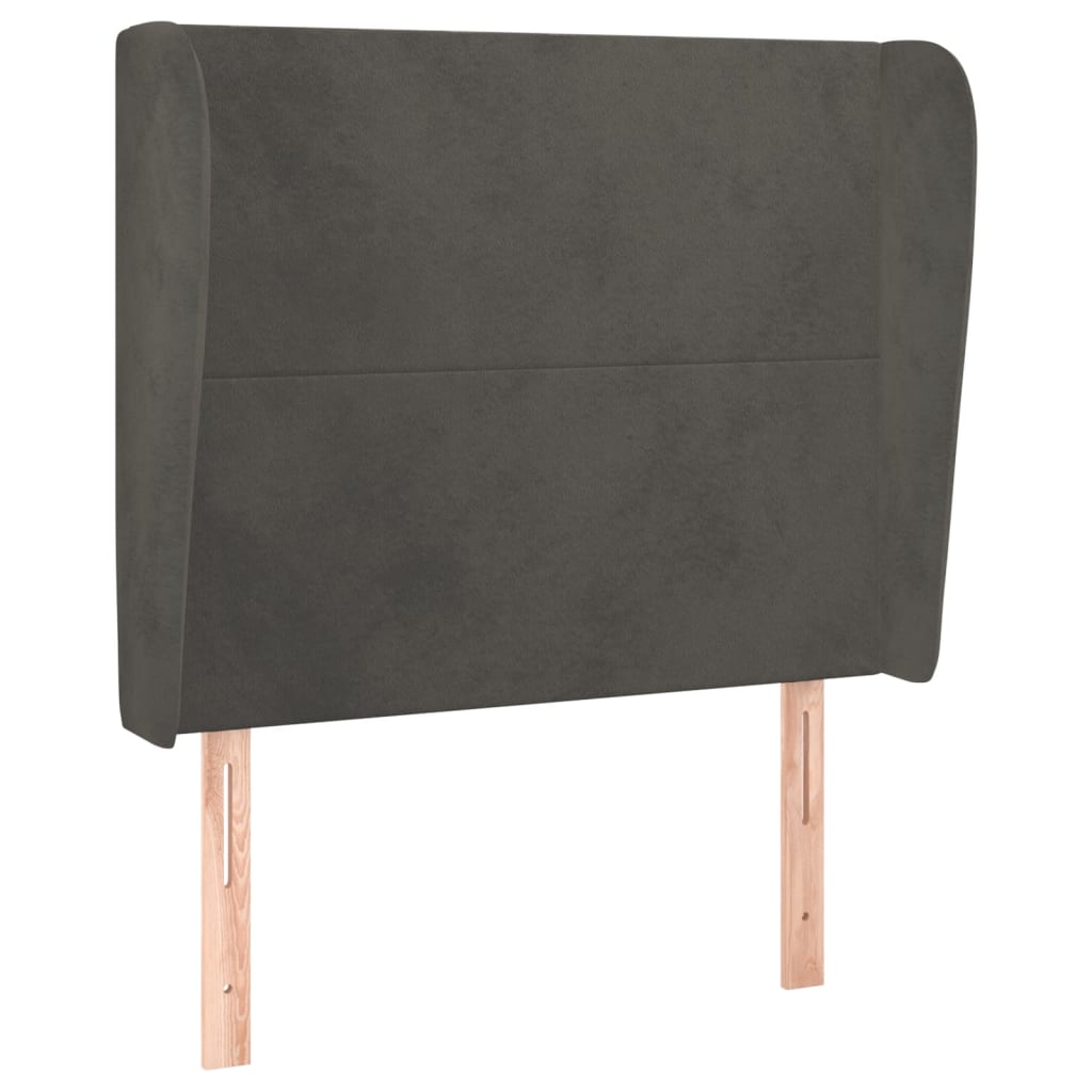 sötétszürke bársony fejtámla szárnyakkal 83 x 23 x 118/128 cm