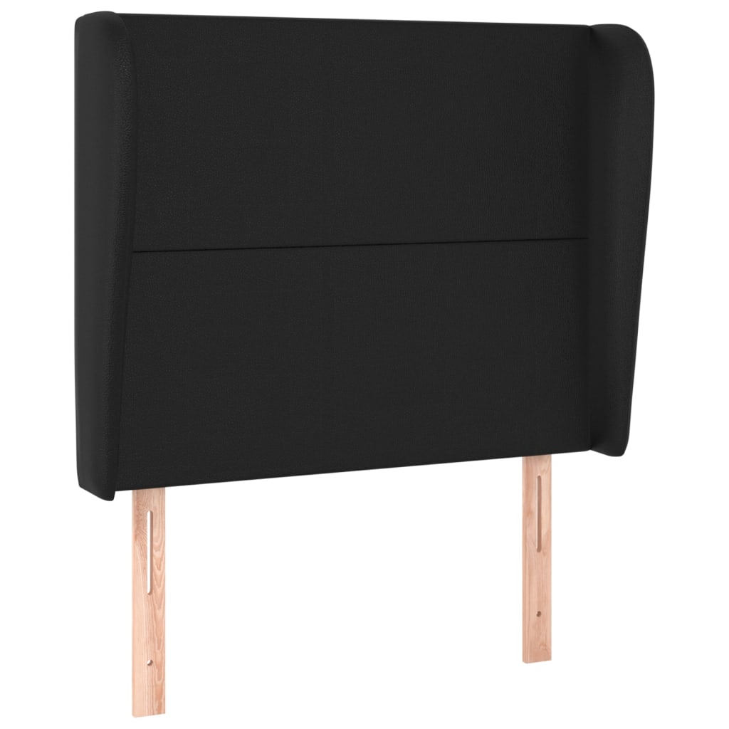 fekete műbőr fejtámla szárnyakkal 83 x 23 x 118/128 cm