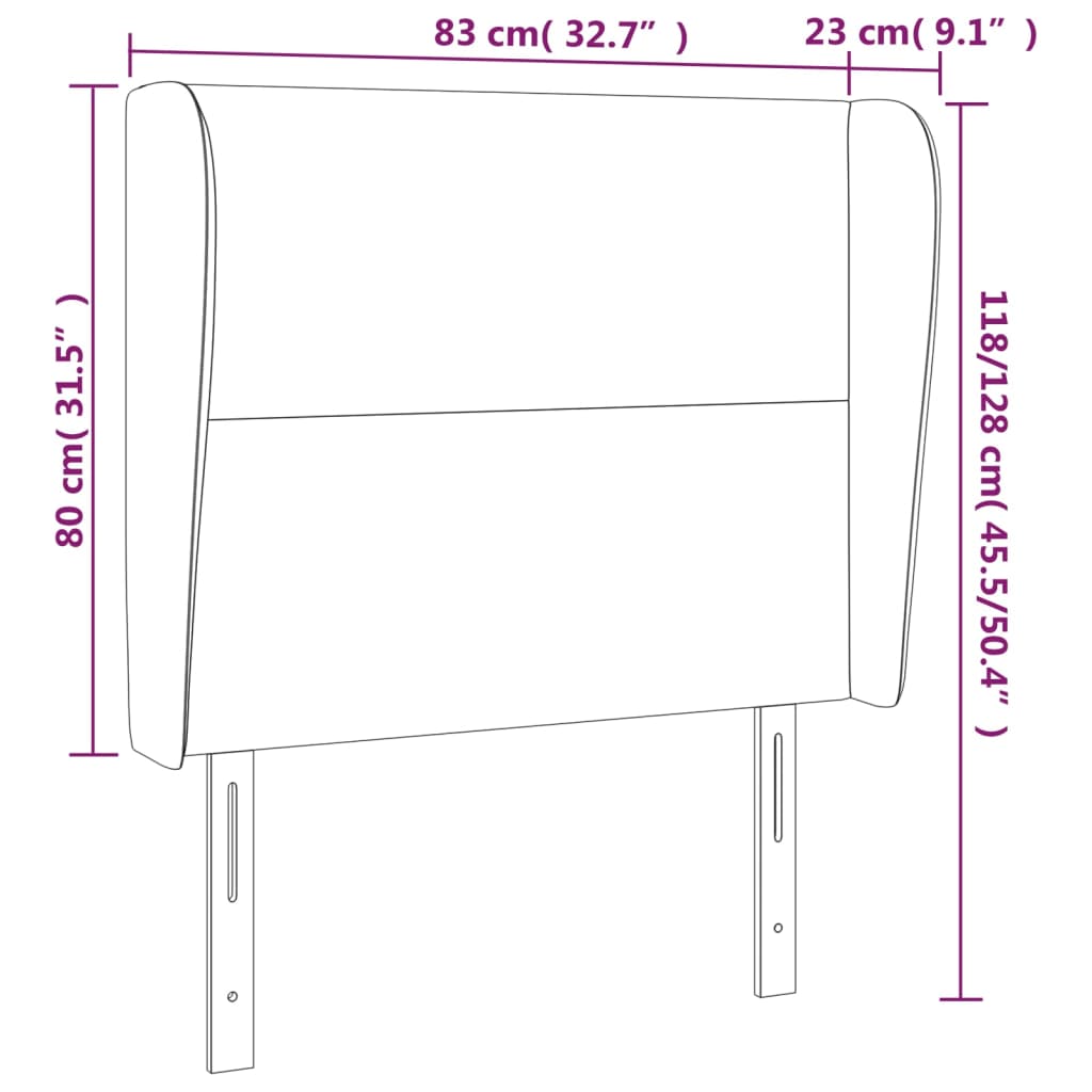 fekete műbőr fejtámla szárnyakkal 83 x 23 x 118/128 cm