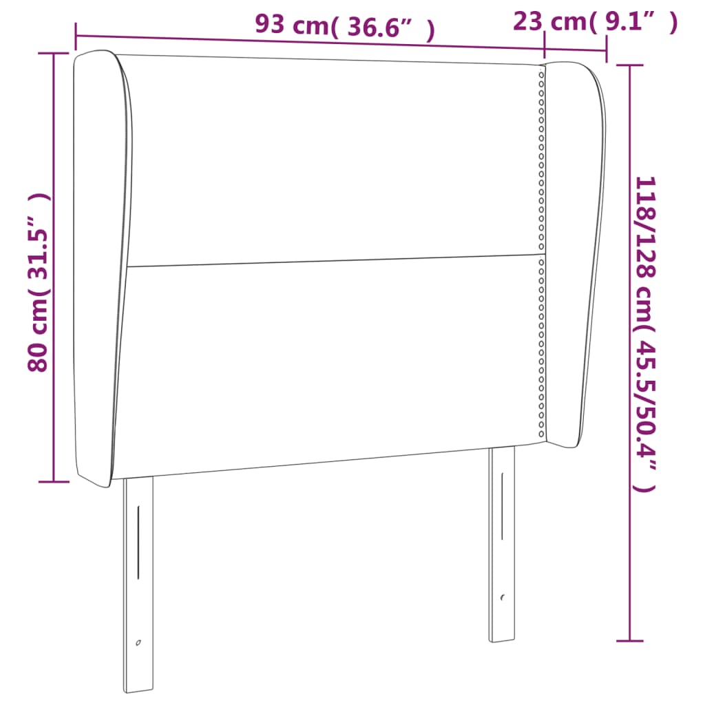 sötétszürke szövet fejtámla szárnyakkal 93 x 23 x 118/128 cm