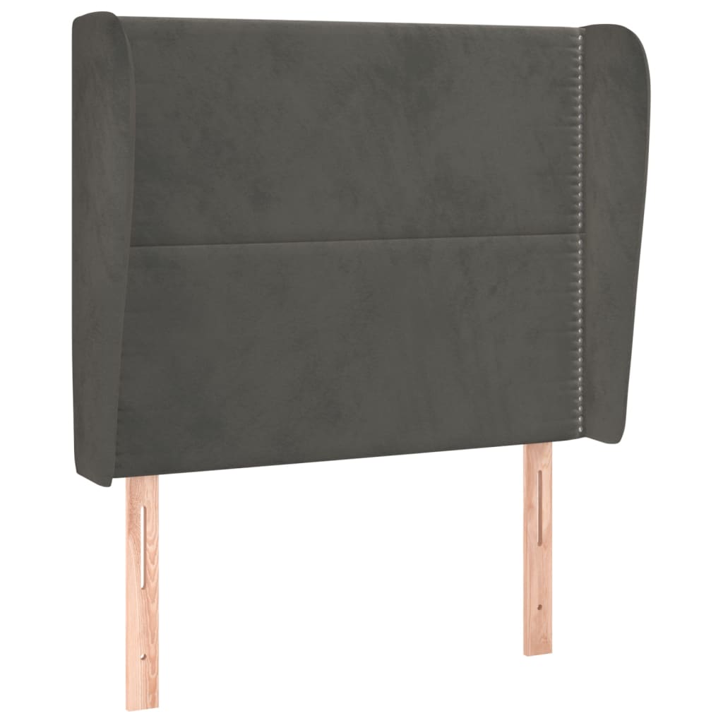 sötétszürke bársony fejtámla szárnyakkal 103 x 23 x 118/128 cm