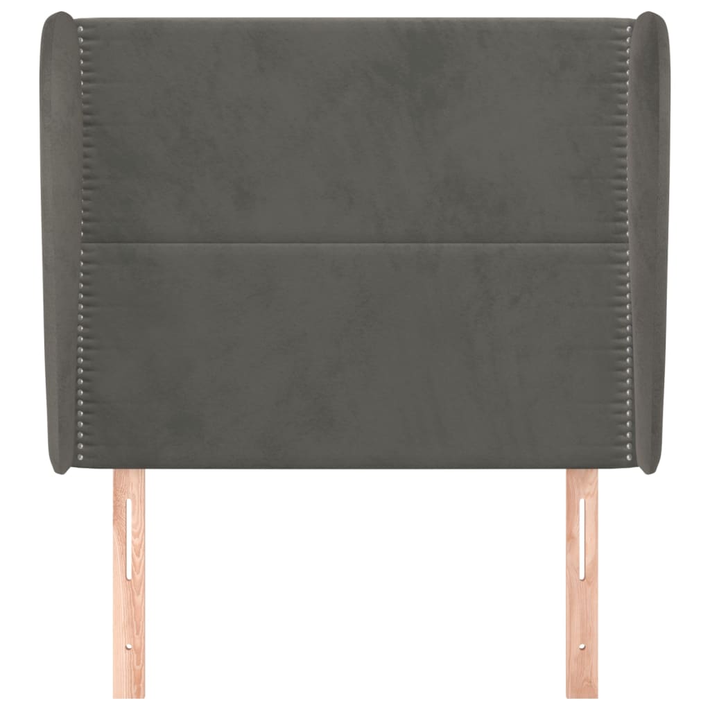 sötétszürke bársony fejtámla szárnyakkal 103 x 23 x 118/128 cm