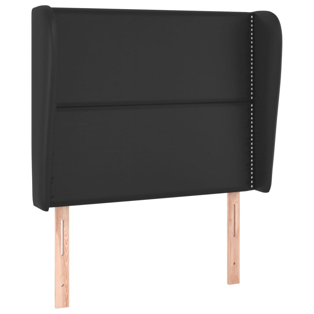 fekete műbőr fejtámla szárnyakkal 93 x 23 x 118/128 cm