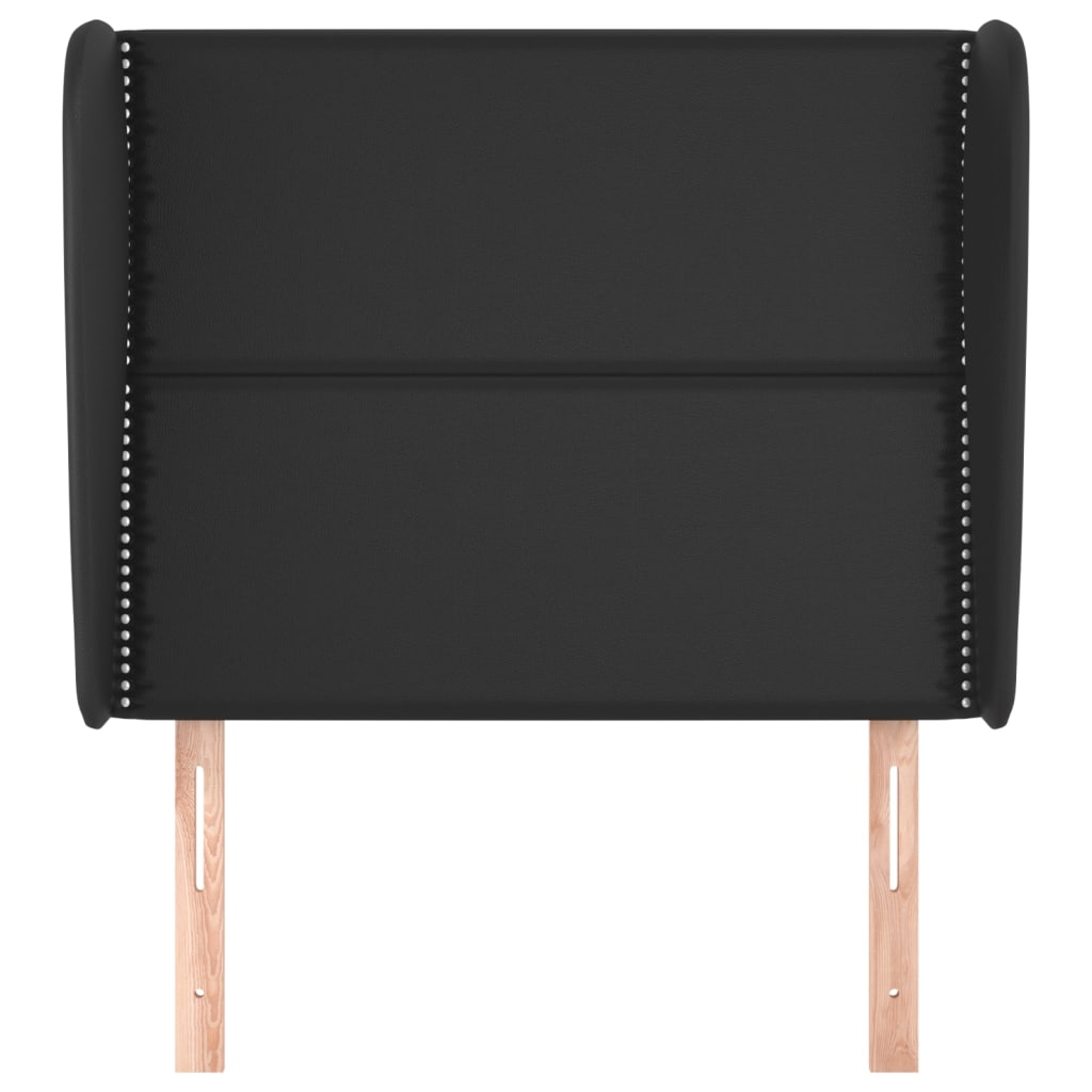 fekete műbőr fejtámla szárnyakkal 93 x 23 x 118/128 cm