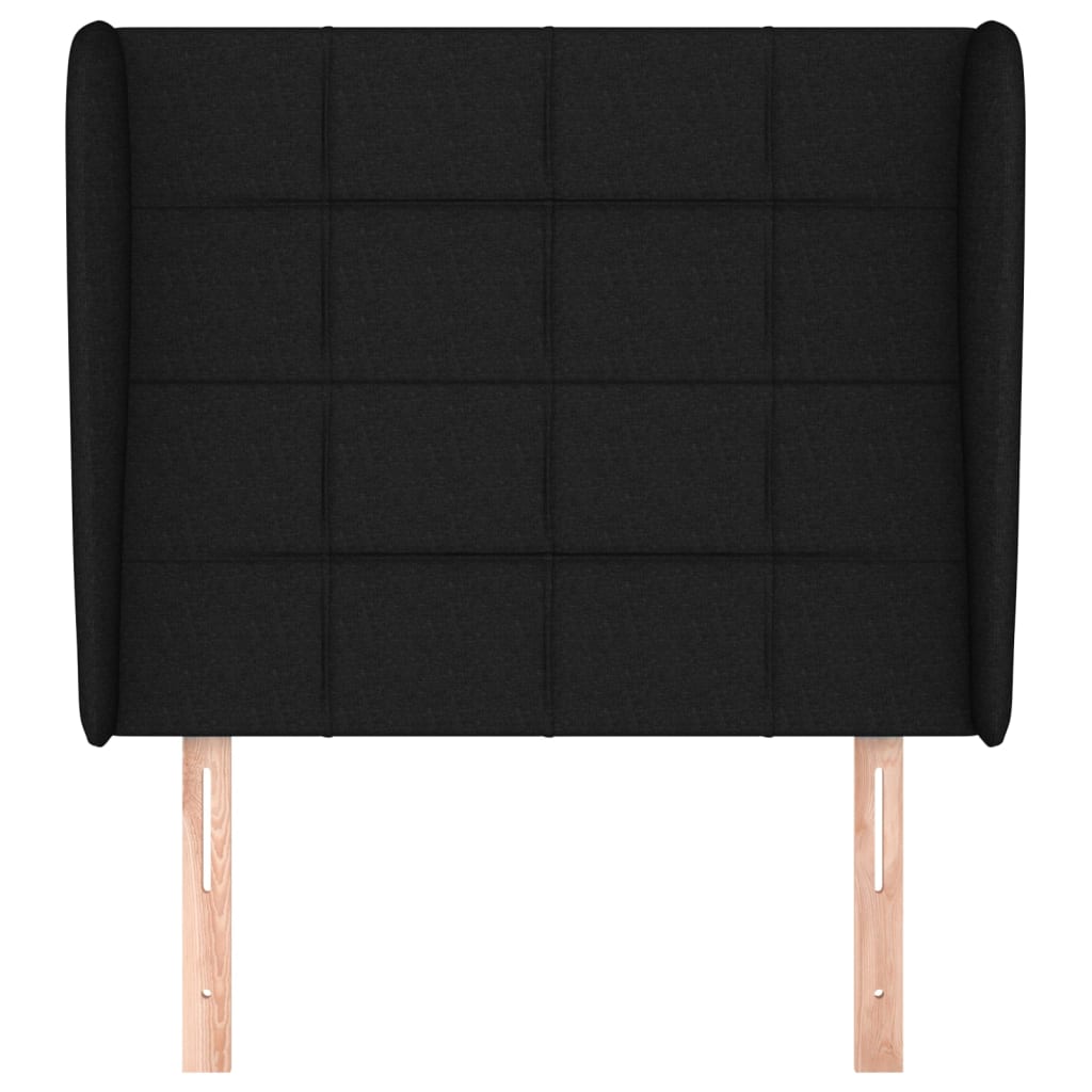 fekete szövet fejtámla szárnyakkal 83 x 23 x 118/128 cm
