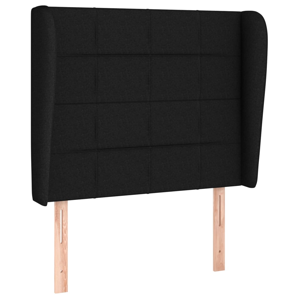 fekete szövet fejtámla szárnyakkal 93 x 23 x 118/128 cm