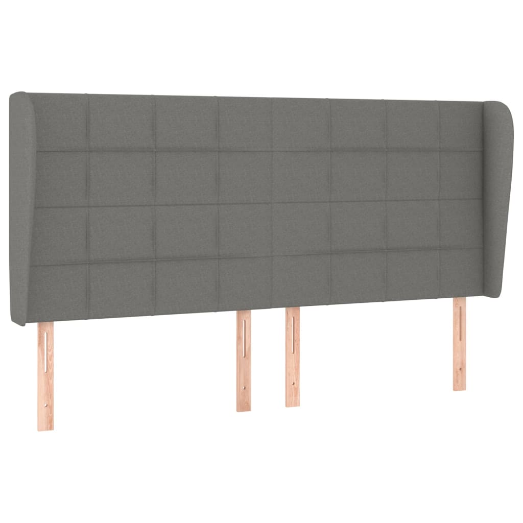 sötétszürke szövet fejtámla szárnyakkal 183x23x118/128 cm