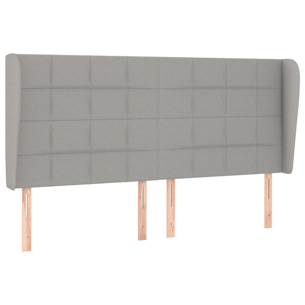 világosszürke szövet fejtámla szárnyakkal 203x23x118/128 cm