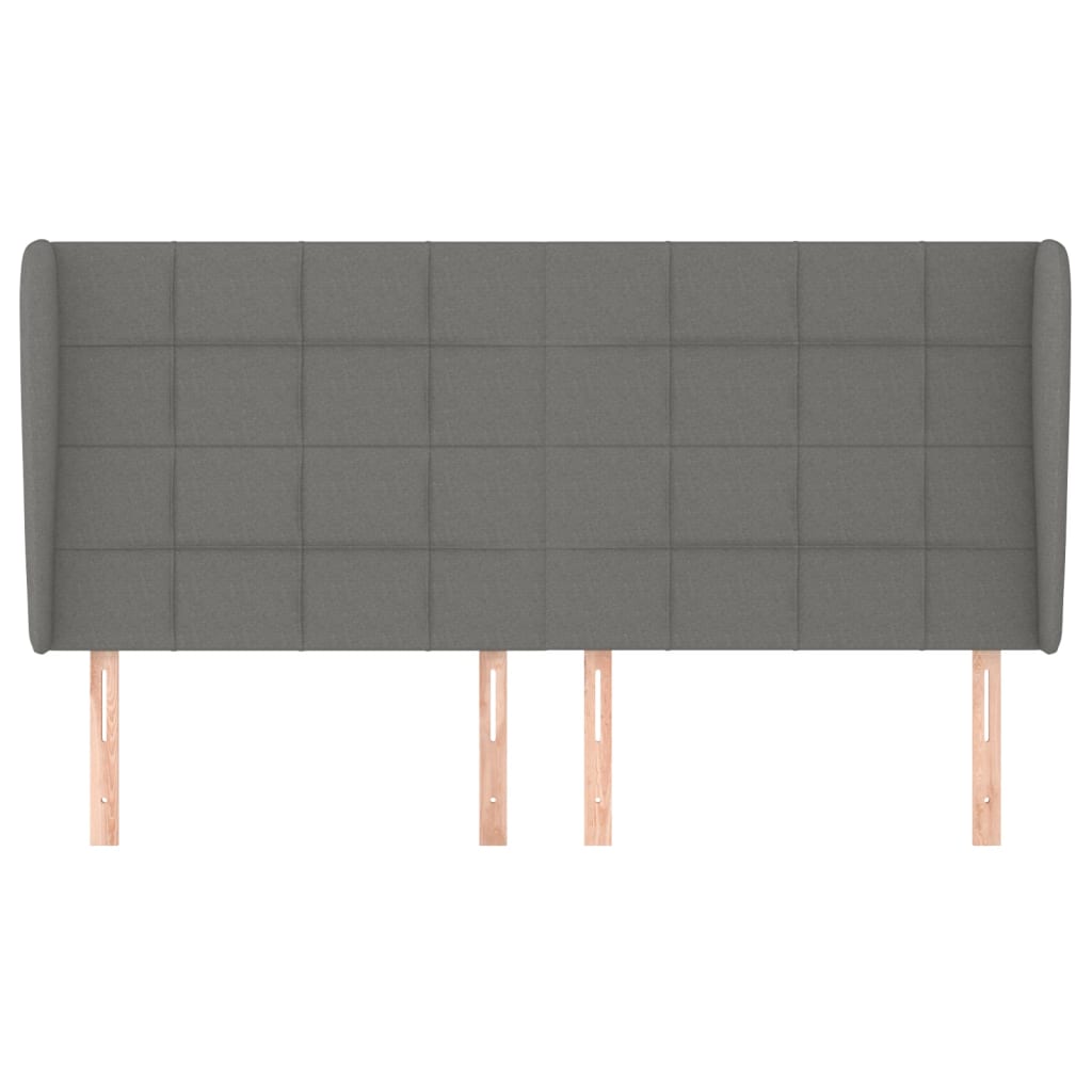 sötétszürke szövet fejtámla szárnyakkal 203x23x118/128 cm