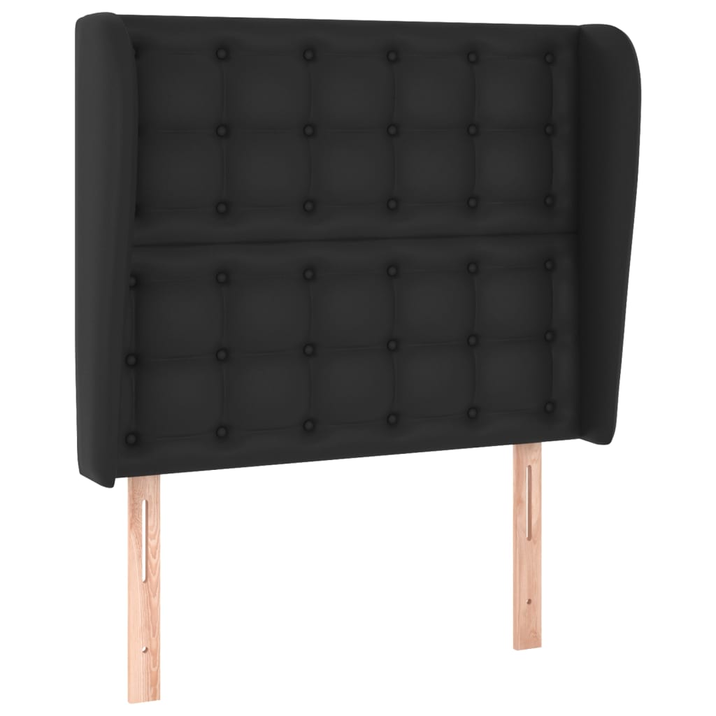 fekete műbőr fejtámla szárnyakkal 83 x 23 x 118/128 cm