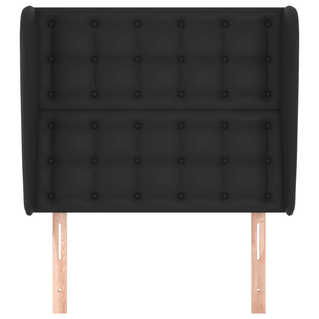 fekete műbőr fejtámla szárnyakkal 83 x 23 x 118/128 cm
