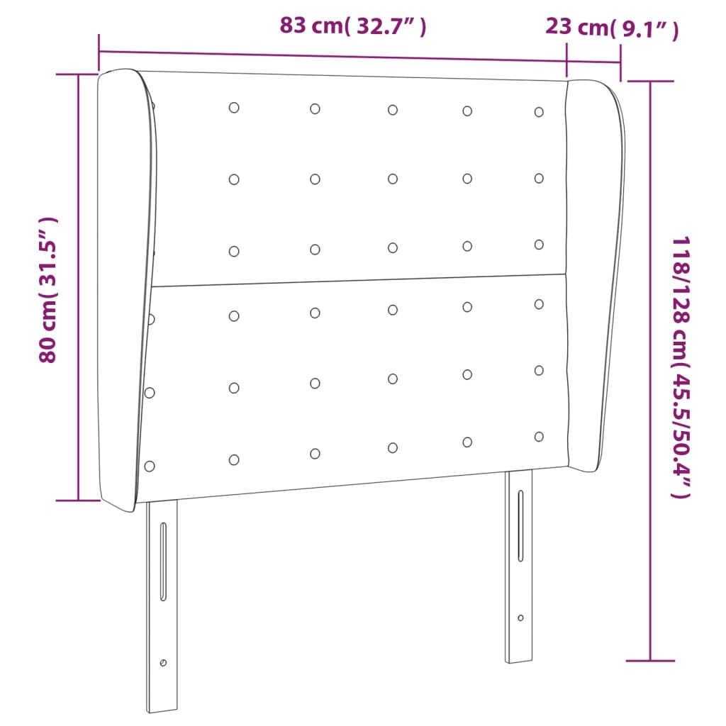 fekete műbőr fejtámla szárnyakkal 83 x 23 x 118/128 cm