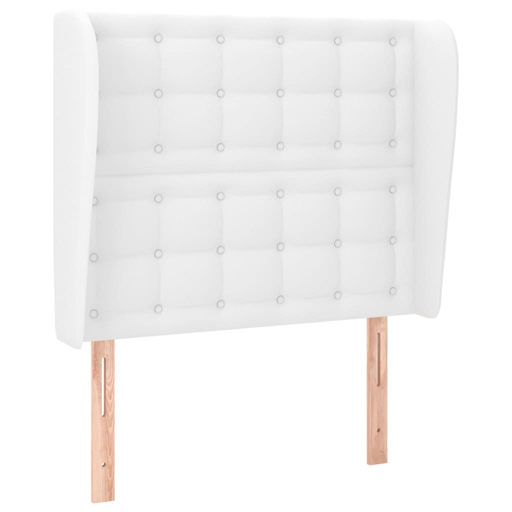 fehér műbőr fejtámla szárnyakkal 83 x 23 x 118/128 cm