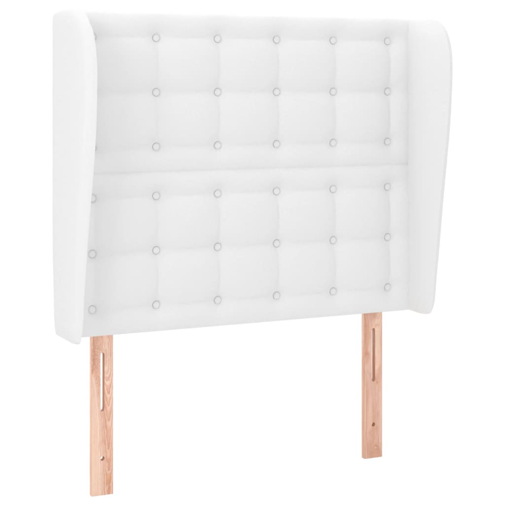 fehér műbőr fejtámla szárnyakkal 93x23x118/128 cm