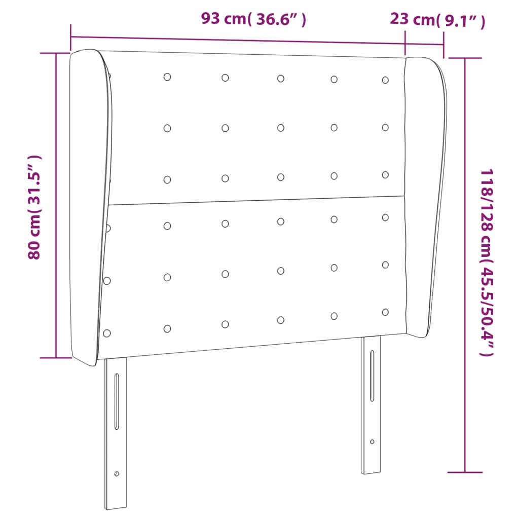 fehér műbőr fejtámla szárnyakkal 93x23x118/128 cm