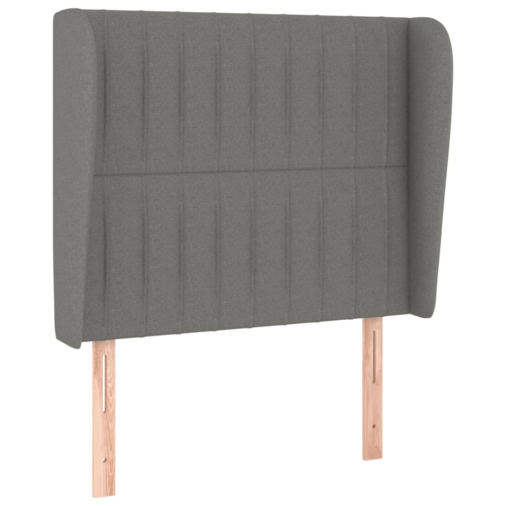 sötétszürke szövet fejtámla szárnyakkal 93 x 23 x 118/128 cm