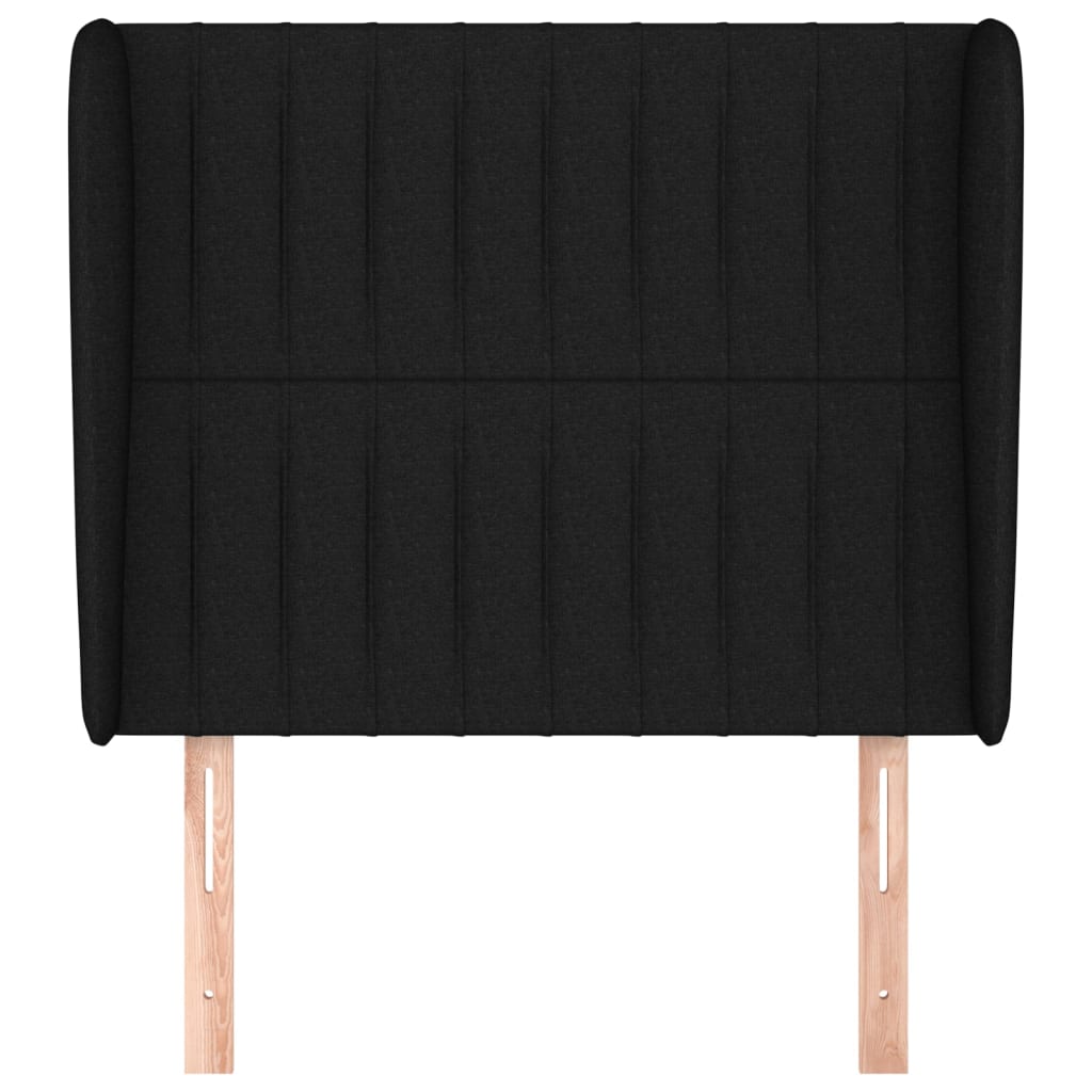 fekete szövet fejtámla szárnyakkal 93 x 23 x 118/128 cm