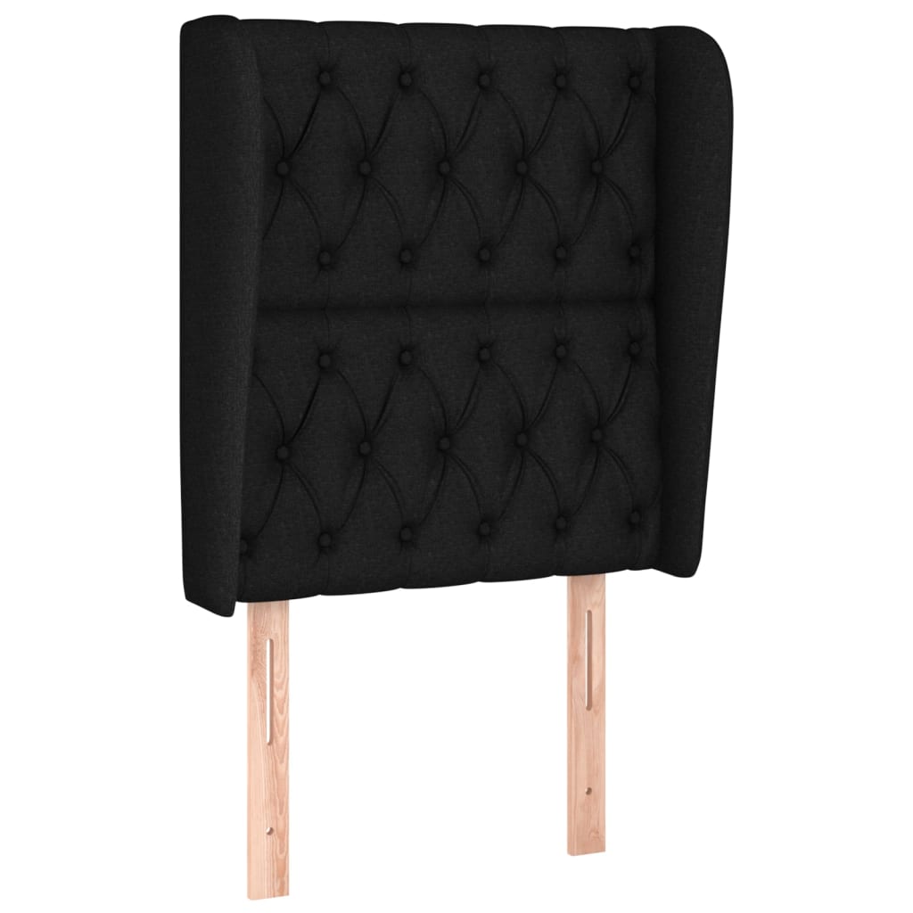 fekete szövet fejtámla szárnyakkal 83 x 23 x 118/128 cm
