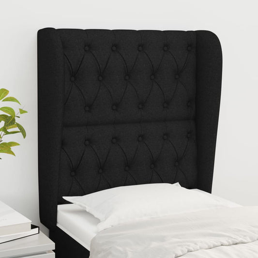 fekete szövet fejtámla szárnyakkal 83 x 23 x 118/128 cm